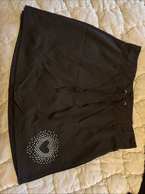 wild fable Black Mini Skirt with Heart Stud Embellishment